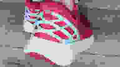 Closeup of Kizik shoe from back, reinforced heel in focus