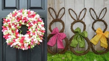 Easter wreaths against doors