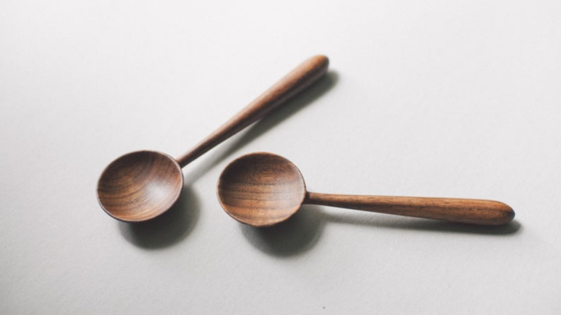 two wooden spoons