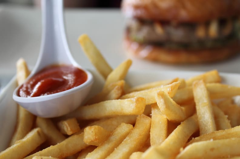 french fries with ketchup