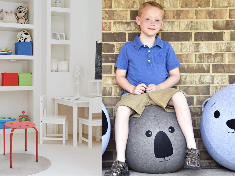  Exercise Balls, Gaiam Kids Wobble Stool Desk Chair -  Alternative Flexible Seating Balance Wiggle Chair