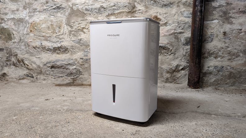 A white Frigidaire Gallery FGAC5044W1 dehumidifier