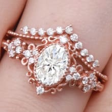 Product image of Vintage Oval Moissanite Engagement Ring Set