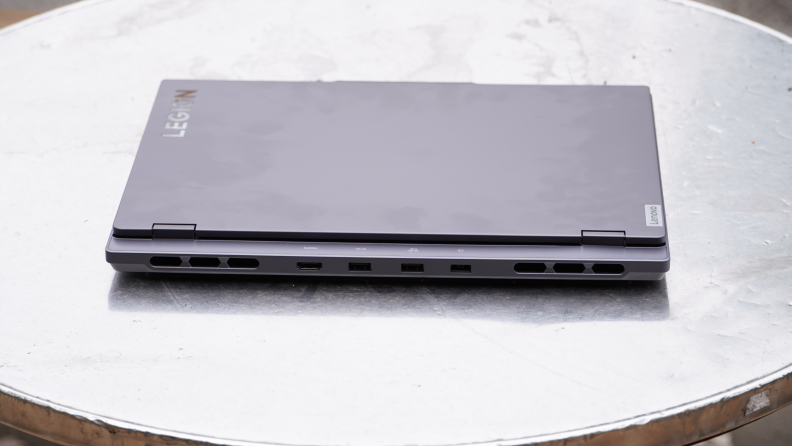 The Lenovo Legion Slim 5 14APH8 laptop closed on a desk.
