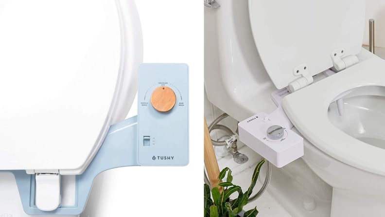 Close up images of the Tushy bidet.