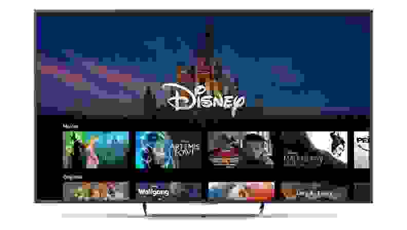 Smart television features Disney+ application on screen.
