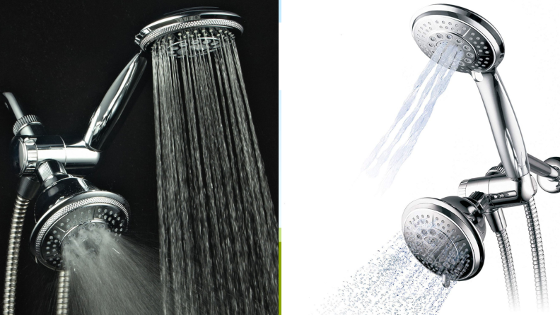 The Hydroluxe, our top-scoring showerhead combines a rain head with a handheld