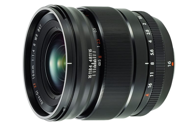 A manufacturer image of the XF16mmF1.4 R WR lens.