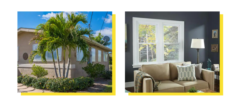 Interior and exterior of residential home.