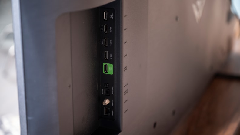 A close-up of the 2021 Vizio P-Series Quantum's connectivity inputs