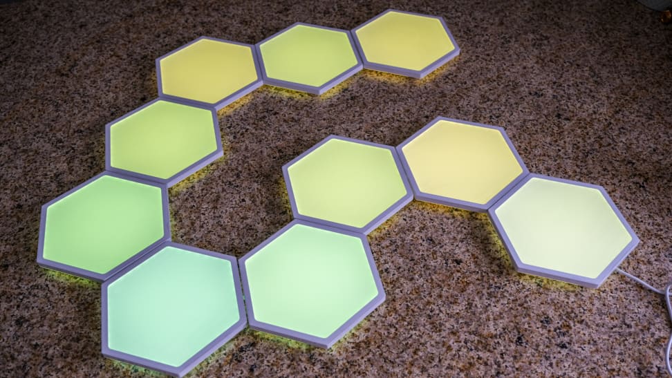 Close-up of the GE Cync Smart Hexagon panels.