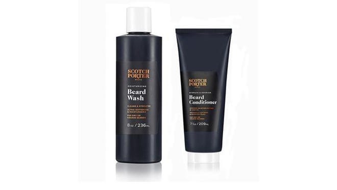 Two bottles of beard wash.