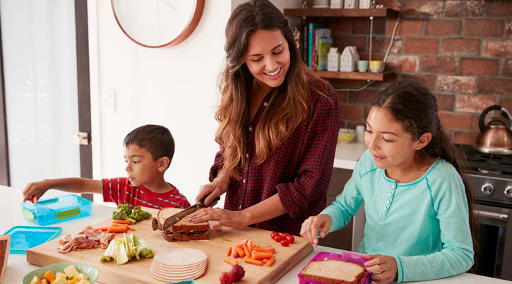 Kids help make lunch