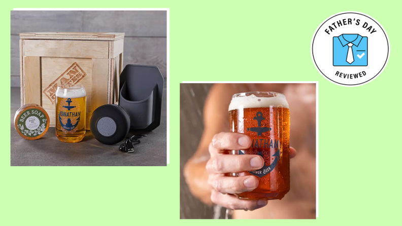Best Father's Day gifts for dads who drink beer: Personalized Shower Beer Man Crate