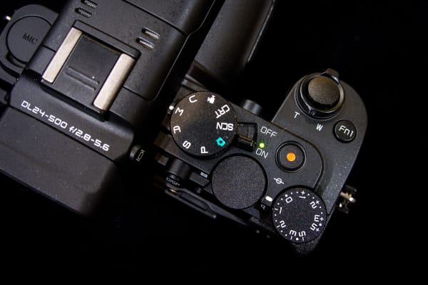 The top controls of the Nikon DL24-500