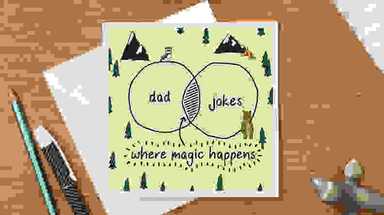 Card with venn diagram of dad and jokes