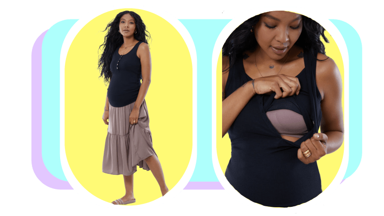 Sykooria Women's Breastfeeding Dress Cotton Soft Nursing
