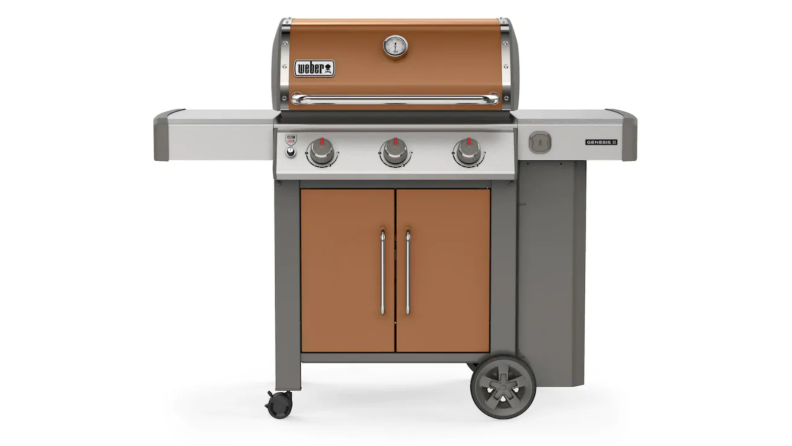 An image of a copper gas grill.