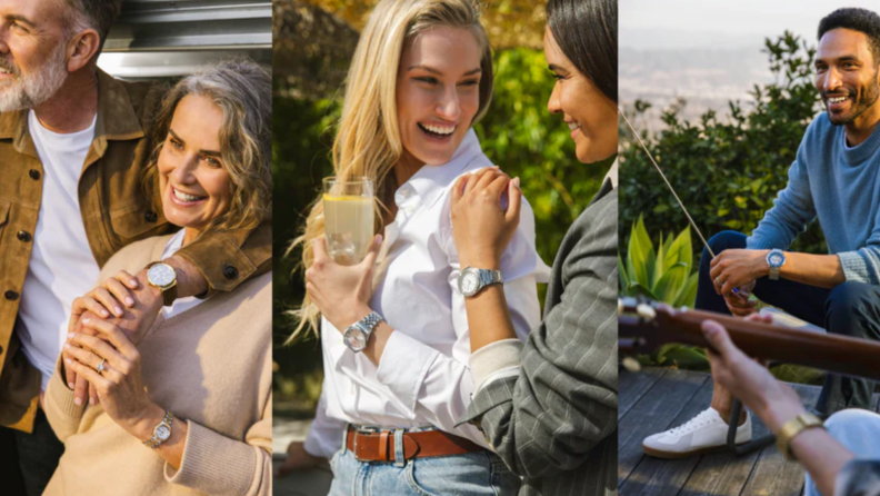 A collage of photos featuring smiling people wearing Armitron watches.