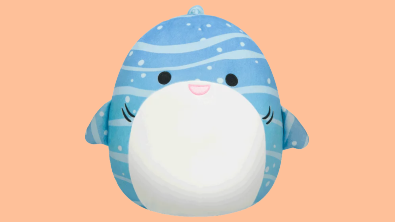 Product shot of Steele the Whale Shark plush Squishmallow toy.