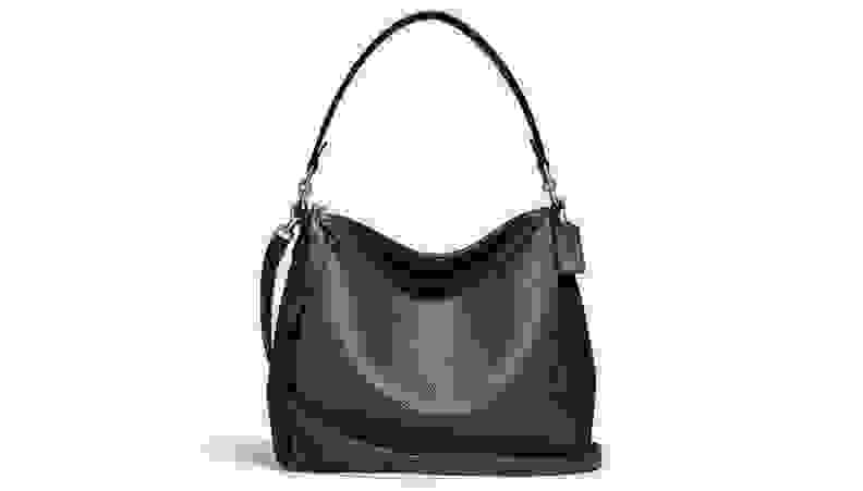A black leather purse
