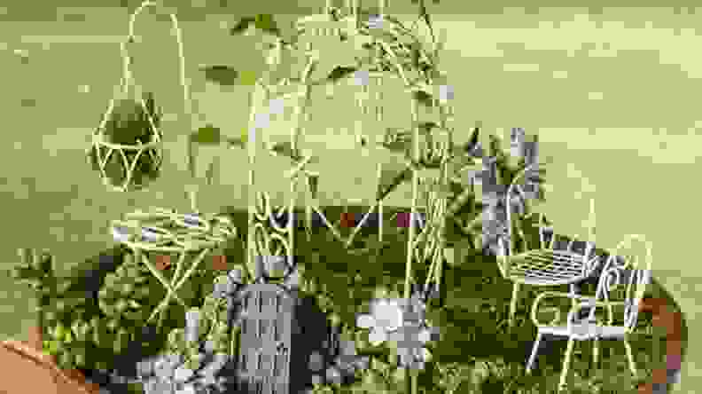 Kids and adults alike will get a kick out of this fairy furniture set.