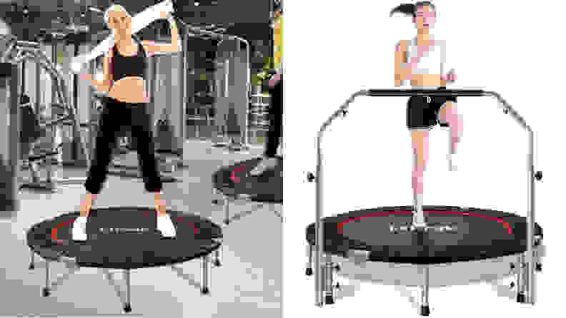 Two women exercising on FirstE rebounders.