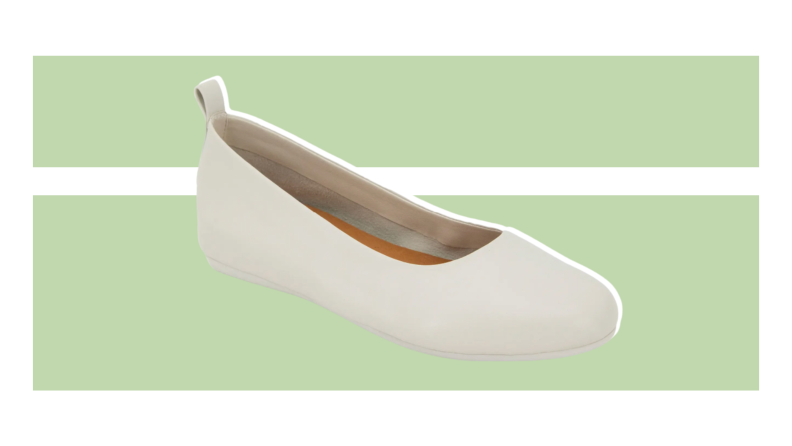 Off-white ballet flats.