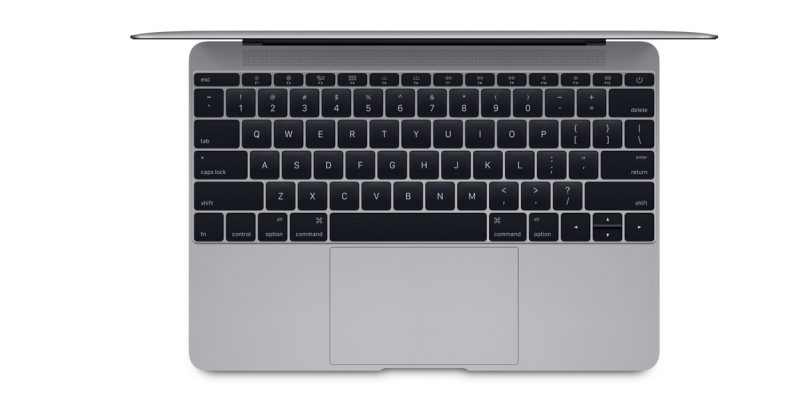 The new Macbook squeezes as much as possible into its tiny frame, with a keyboard that goes edge to edge.