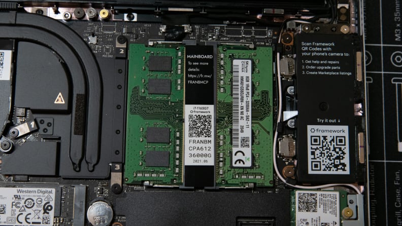 An overhead of a laptop motherboard.