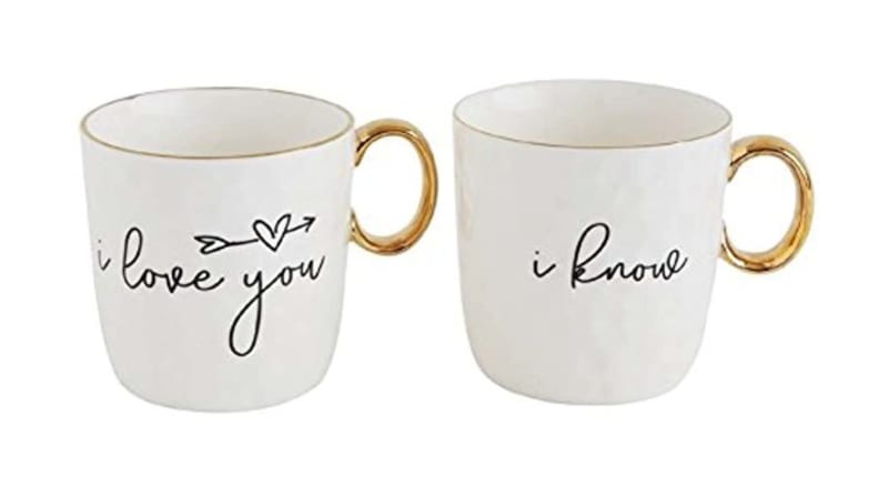 Tell someone how much you love them with these matching mugs from Amazon.