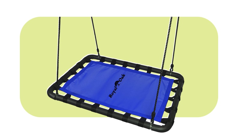 A Royal Oak Platform sensory swing on a colorful background