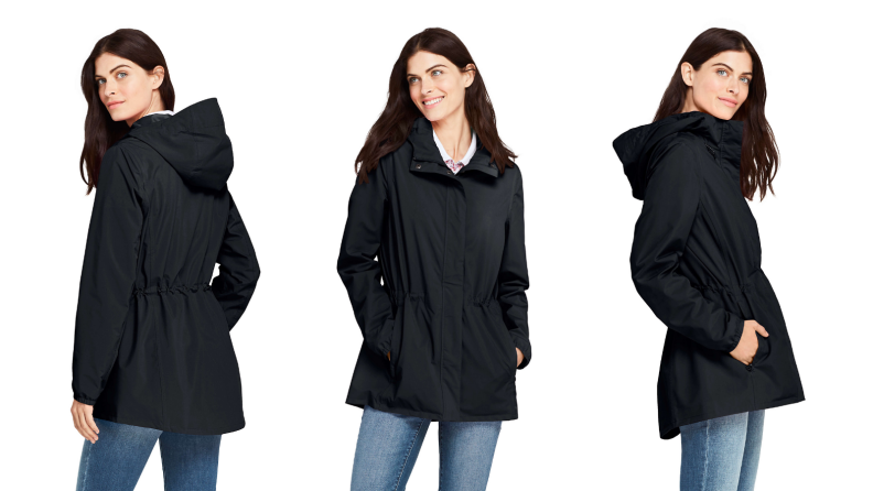 Woman wearing a rain jacket