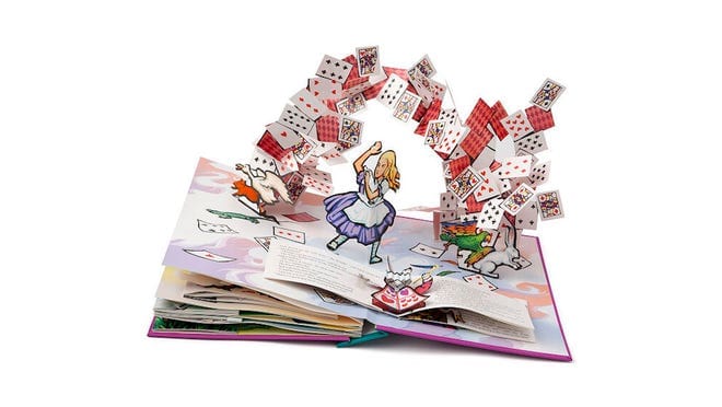 An image of an Alice in Wonderland themed pop-up book.