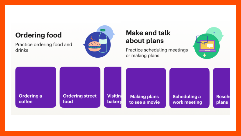 Babbel screenshot of its app features.