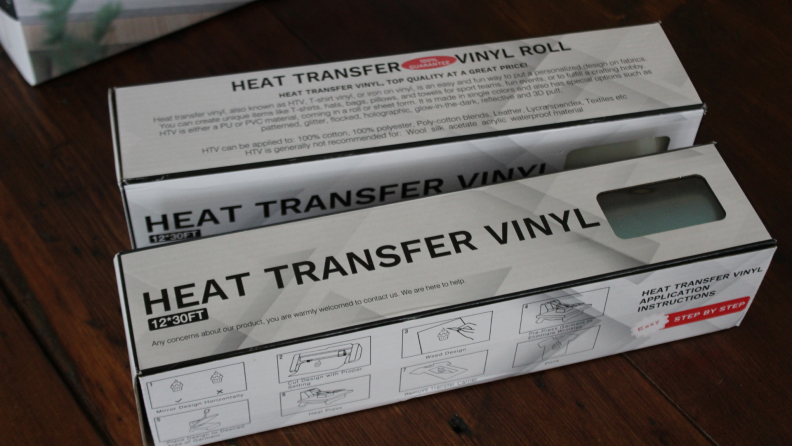 Boxes of Heat Transfer Vinyl.