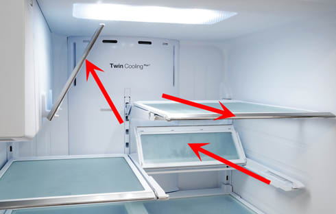 samsung refrigerator shelf fridge folding rf31fmesbsr sliding shelves ice reviewed refrigerators tray flipping lots versatile mobility makes