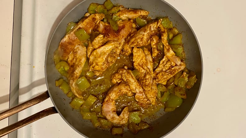 Once again, my pan was a bit too small, but the key here is a good non-stick option.