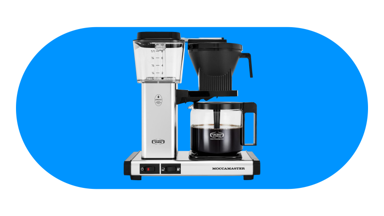 Moccamaster coffee machine on blue background