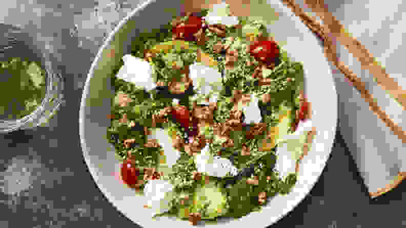 Plated's Quinoa, Zucchini, and Tomato Bowls with Spinach-Pecan Pesto.