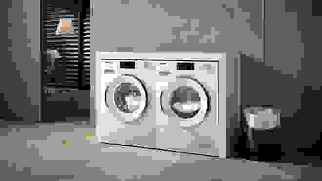washer and dryer in room