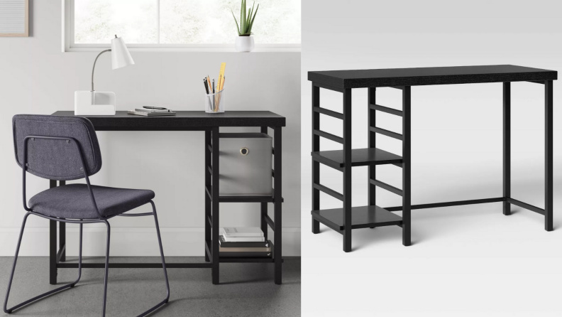 Black adjustable desk