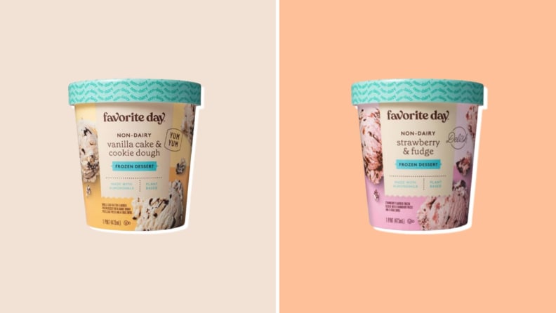 Two pints of dairy free ice cream from Favorite Day side by side.