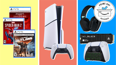 Collage of top Prime Day PS5 deals including games, consoles, and accessories.