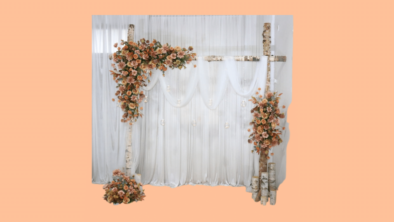 wooden arch with flowers