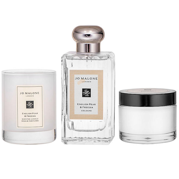 Jo Malone perfume, candle, and body cream