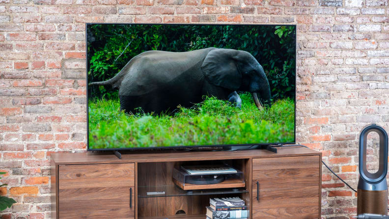 The Samsung AU8000 displaying 4K content in a living room setting
