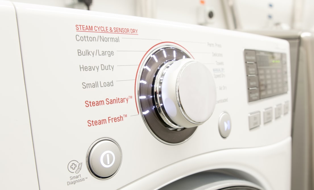 This white dryer is basic, but full of features