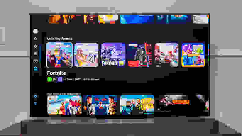 A Samsung television screen with bright colors