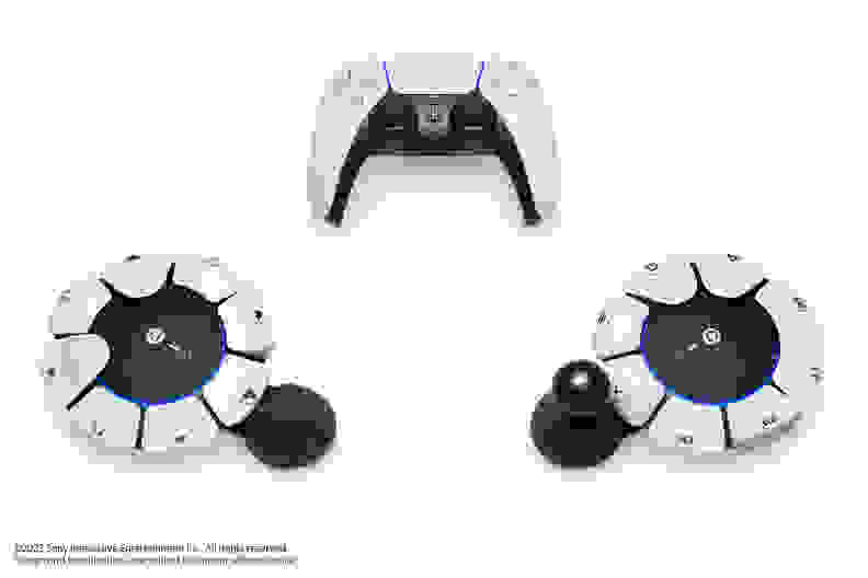 Two project leonardo controllers below a ps5 dualsense remote